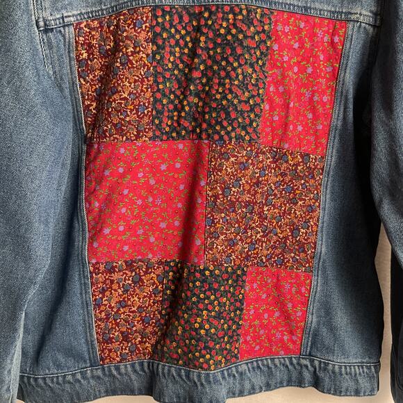 Denim and Co Womens Patchwork Denim Corduroy Jacket Large - Picture 4 of 11